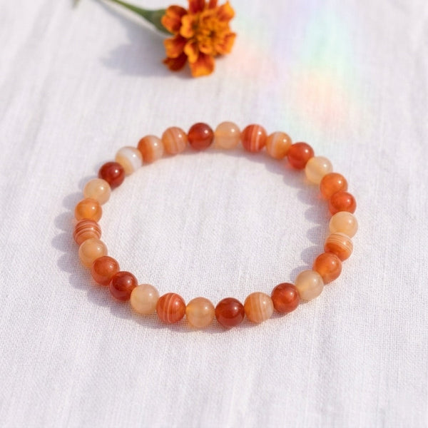 Natural Carnelian Beaded Bracelet