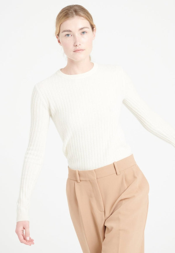Women’s Ecru Cashmere Crew-Neck Sweater – LILLY 16