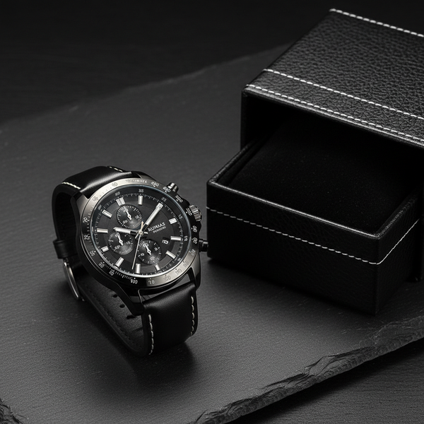 RUIMAS Men’s Mechanical Watch – Leather Strap, Chronograph