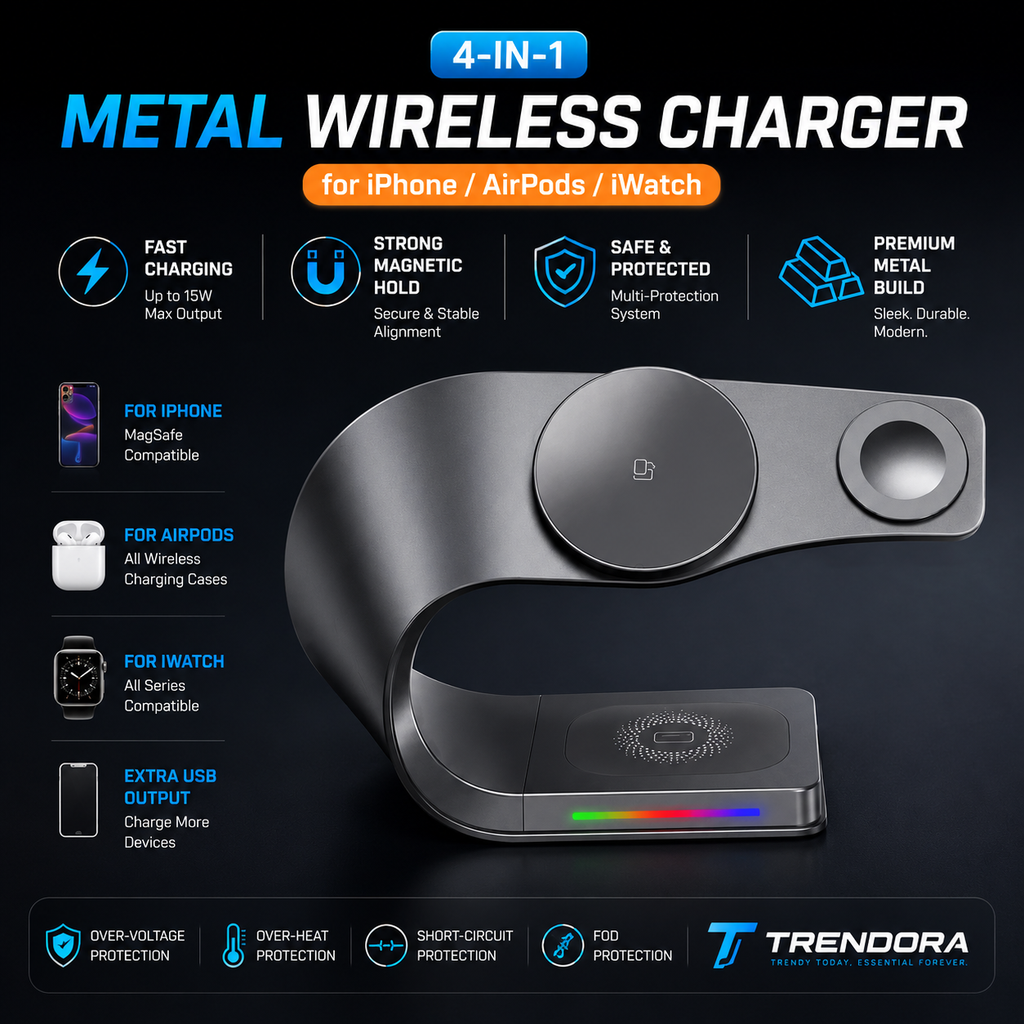 4-in-1 Magnetic Wireless Charging Station | Fast Charge for iPhone, Apple Watch & AirPods