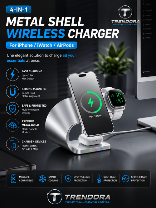 4-in-1 Magnetic Wireless Charging Station | Fast Charge for iPhone, Apple Watch & AirPods