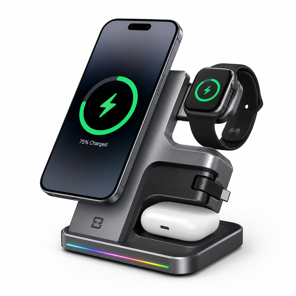 4-in-1 Magnetic Wireless Charging Station | Fast Charge for iPhone, Apple Watch & AirPods