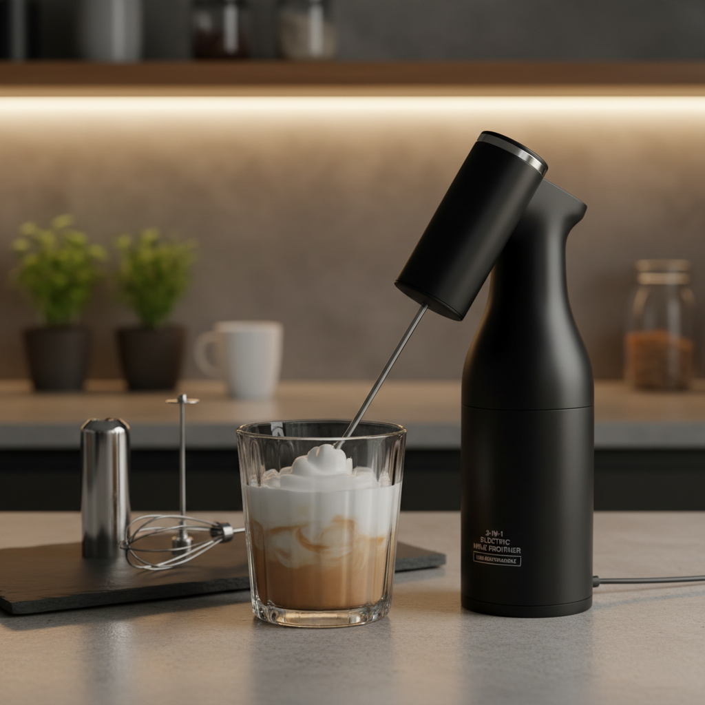 3-in-1 Electric Milk Frother in use