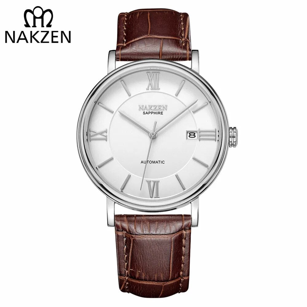 NAKZEN Men’s Automatic Watch – Leather Strap, Miyota 9015