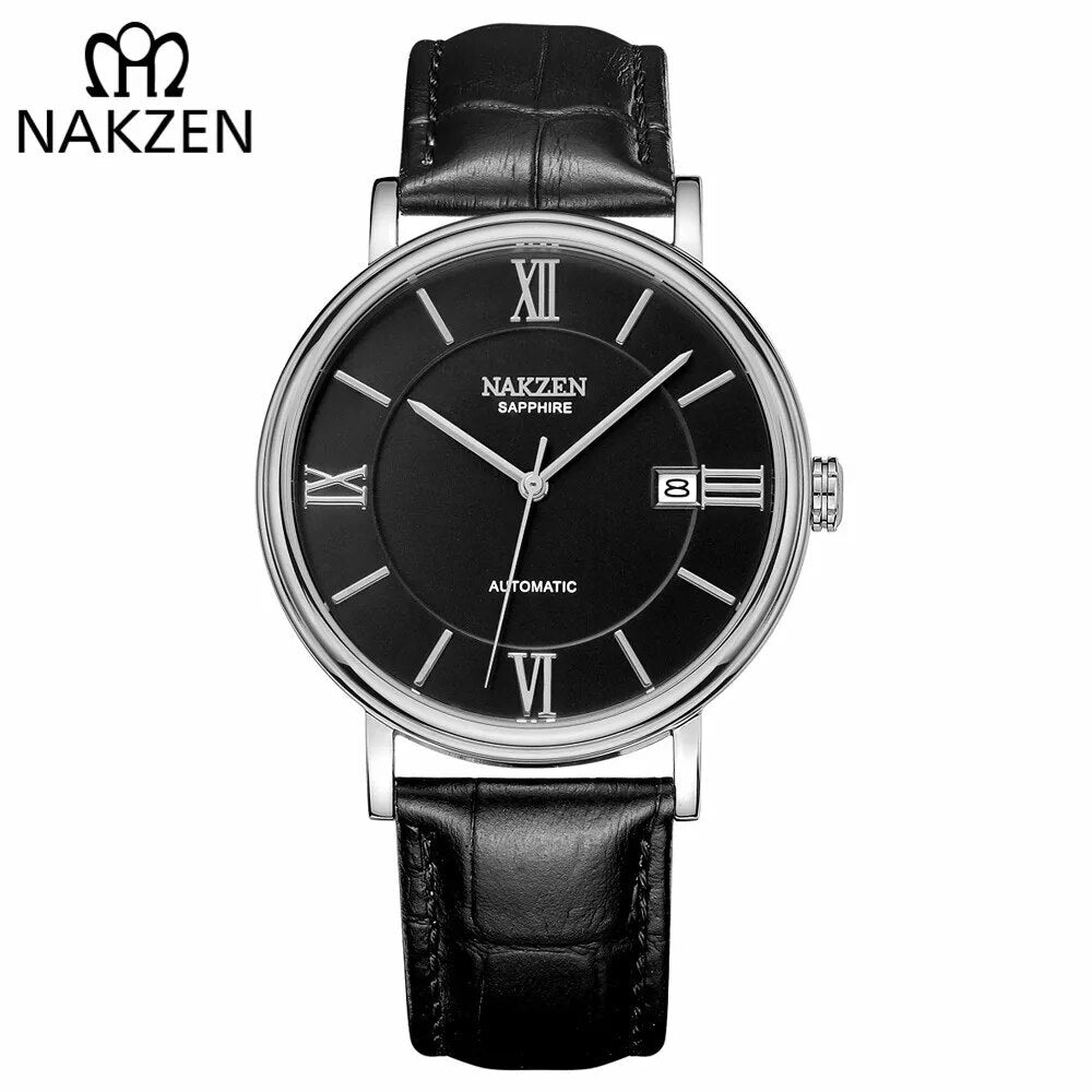 NAKZEN Men’s Automatic Watch – Leather Strap, Miyota 9015