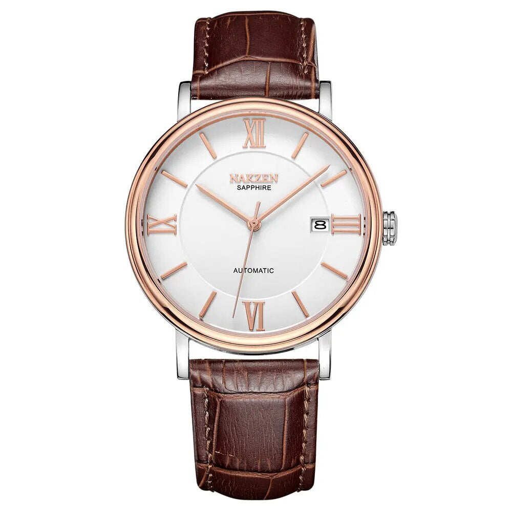 NAKZEN Men’s Automatic Watch – Leather Strap, Miyota 9015