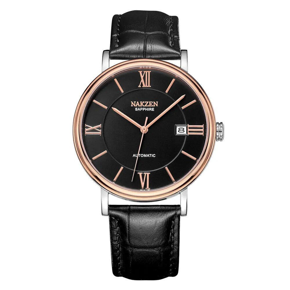 NAKZEN Men’s Automatic Watch – Leather Strap, Miyota 9015