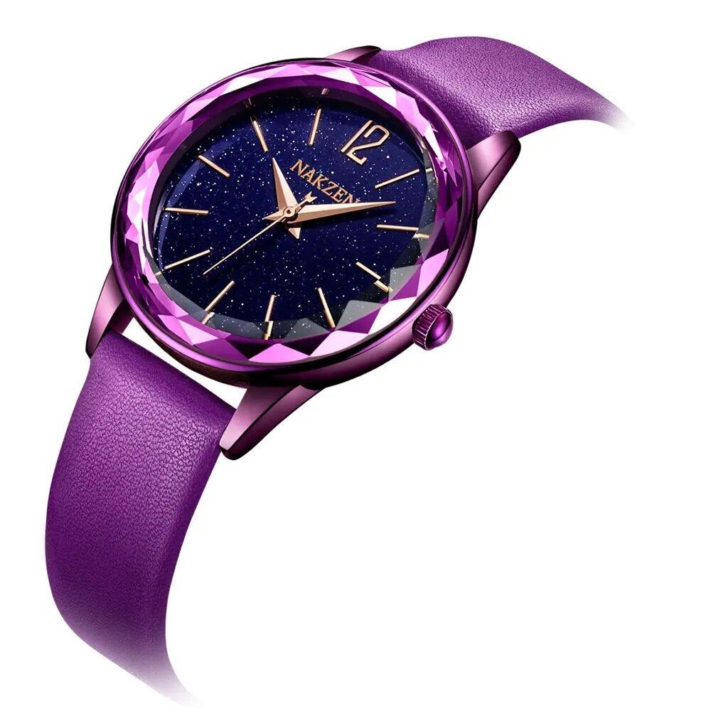 NAKZEN Starry Sky Women’s Quartz Watch – Minimalist, Waterproof