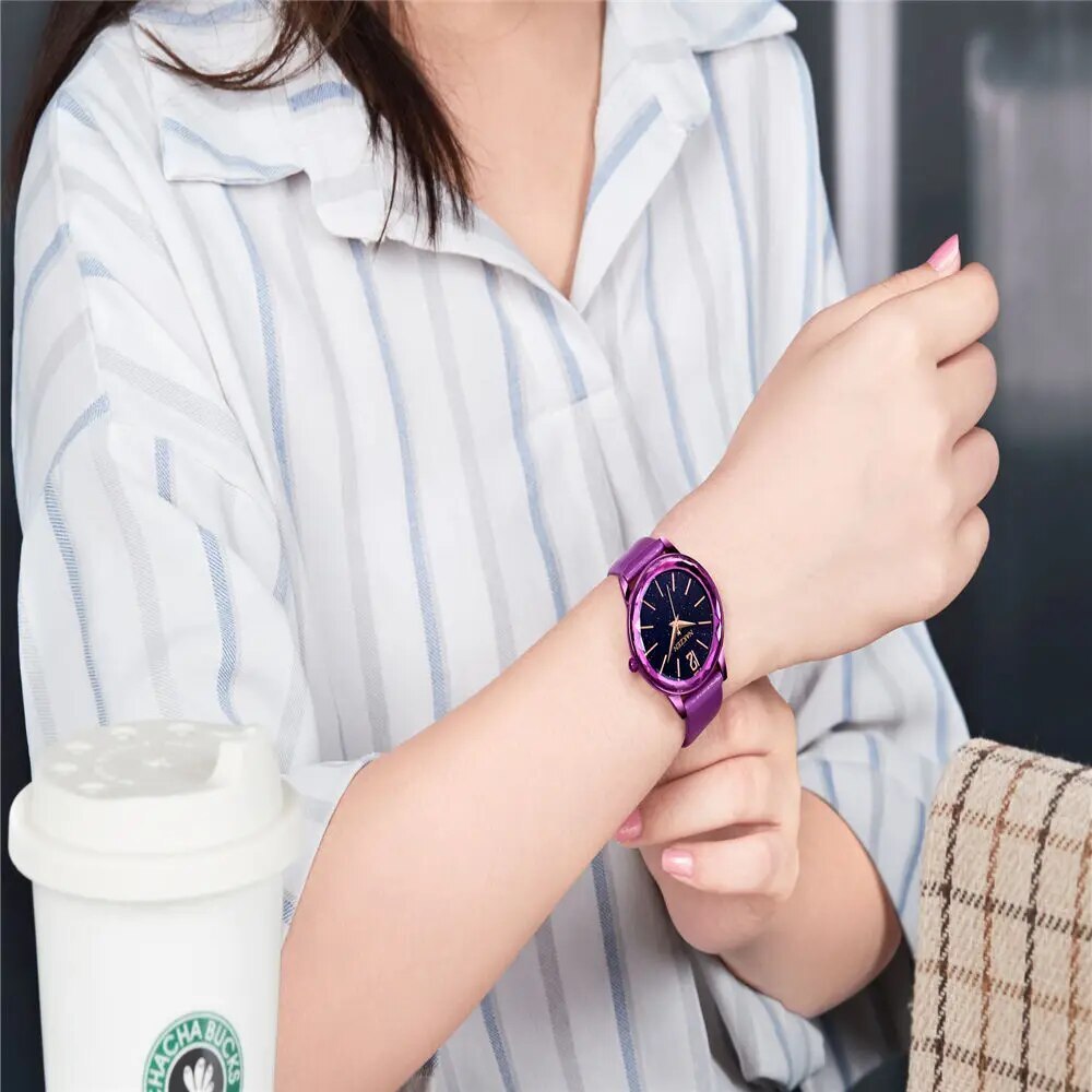 NAKZEN Starry Sky Women’s Quartz Watch – Minimalist, Waterproof