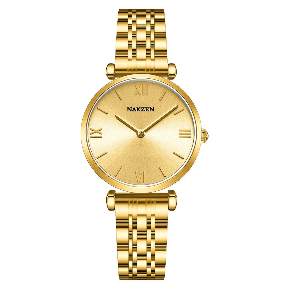 NAKZEN Crystal Women’s Watch – Rose Gold, Waterproof Bracelet