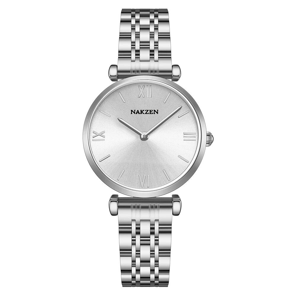 NAKZEN Crystal Women’s Watch – Rose Gold, Waterproof Bracelet