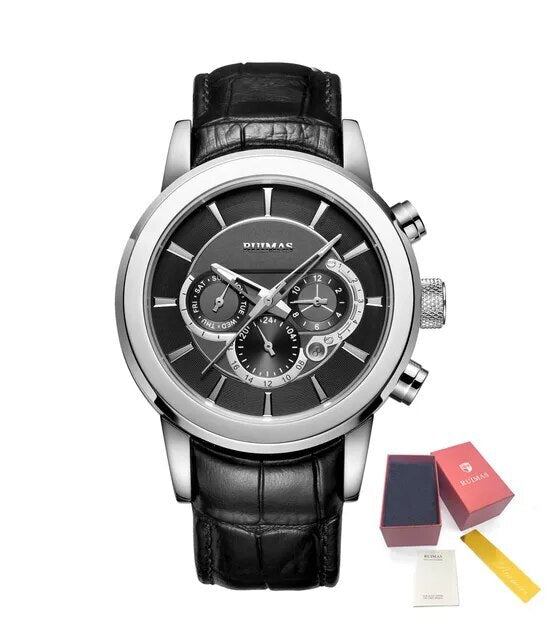 RUIMAS Men’s Mechanical Watch – Leather Strap, Chronograph