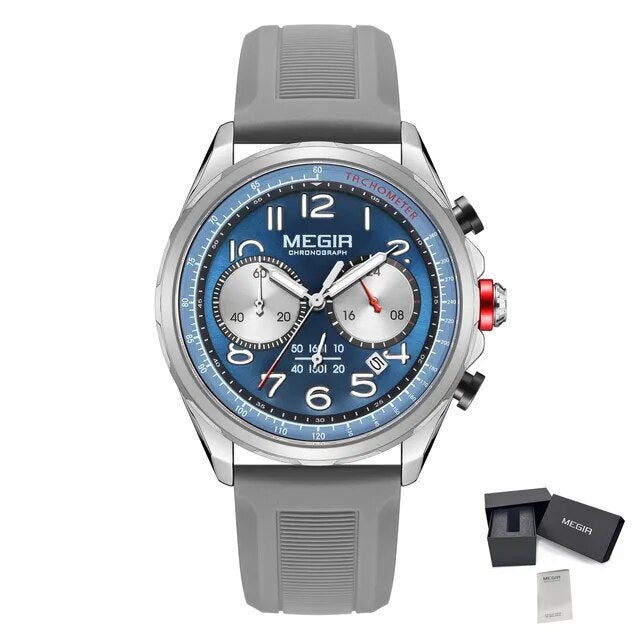 MEGIR Men’s Military Sport Watch – Chronograph, Silicone Strap