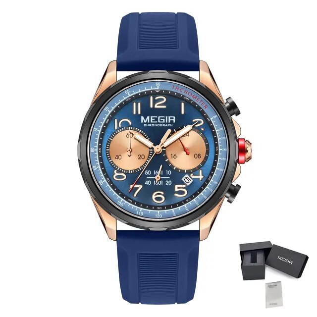 MEGIR Men’s Military Sport Watch – Chronograph, Silicone Strap