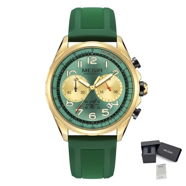 MEGIR Men’s Military Sport Watch – Chronograph, Silicone Strap