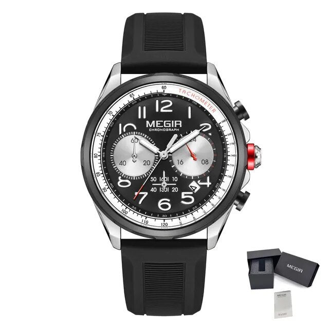 MEGIR Men’s Military Sport Watch – Chronograph, Silicone Strap