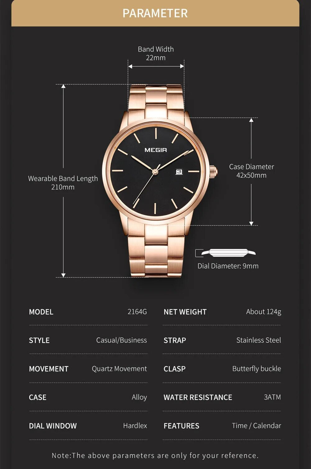 MEGIR Men’s Business Quartz Watch – Steel Band, Waterproof