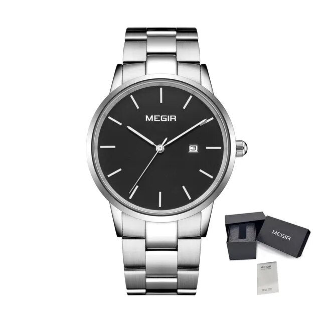 MEGIR Men’s Business Quartz Watch – Steel Band, Waterproof