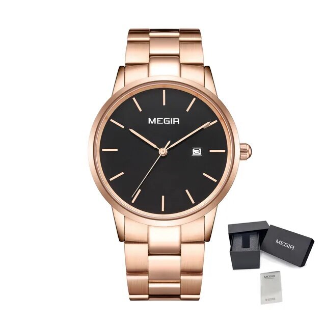 MEGIR Men’s Business Quartz Watch – Steel Band, Waterproof