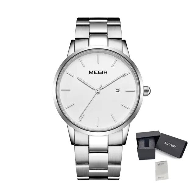 MEGIR Men’s Business Quartz Watch – Steel Band, Waterproof