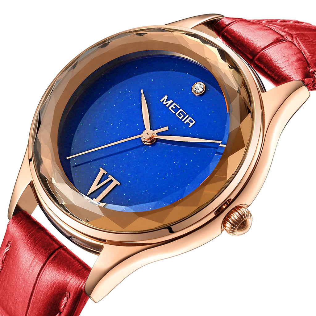 MEGIR Women’s Dress Watch – Leather Strap, Waterproof, Quartz
