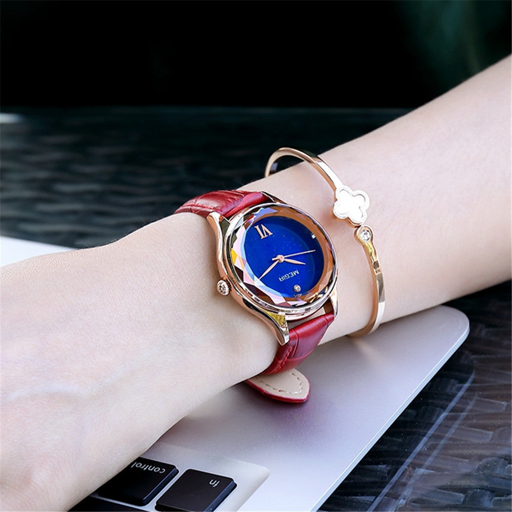 MEGIR Women’s Dress Watch – Leather Strap, Waterproof, Quartz