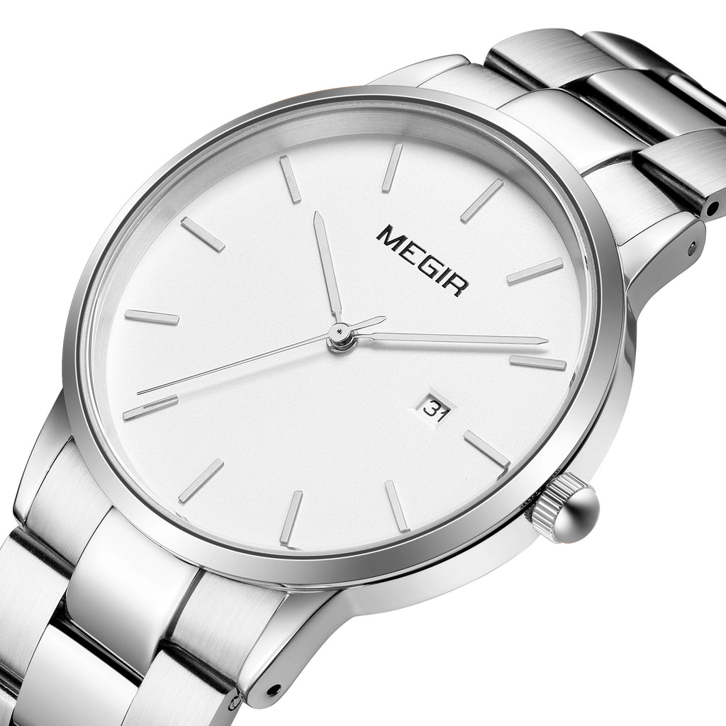 MEGIR Men’s Business Quartz Watch – Steel Band, Waterproof
