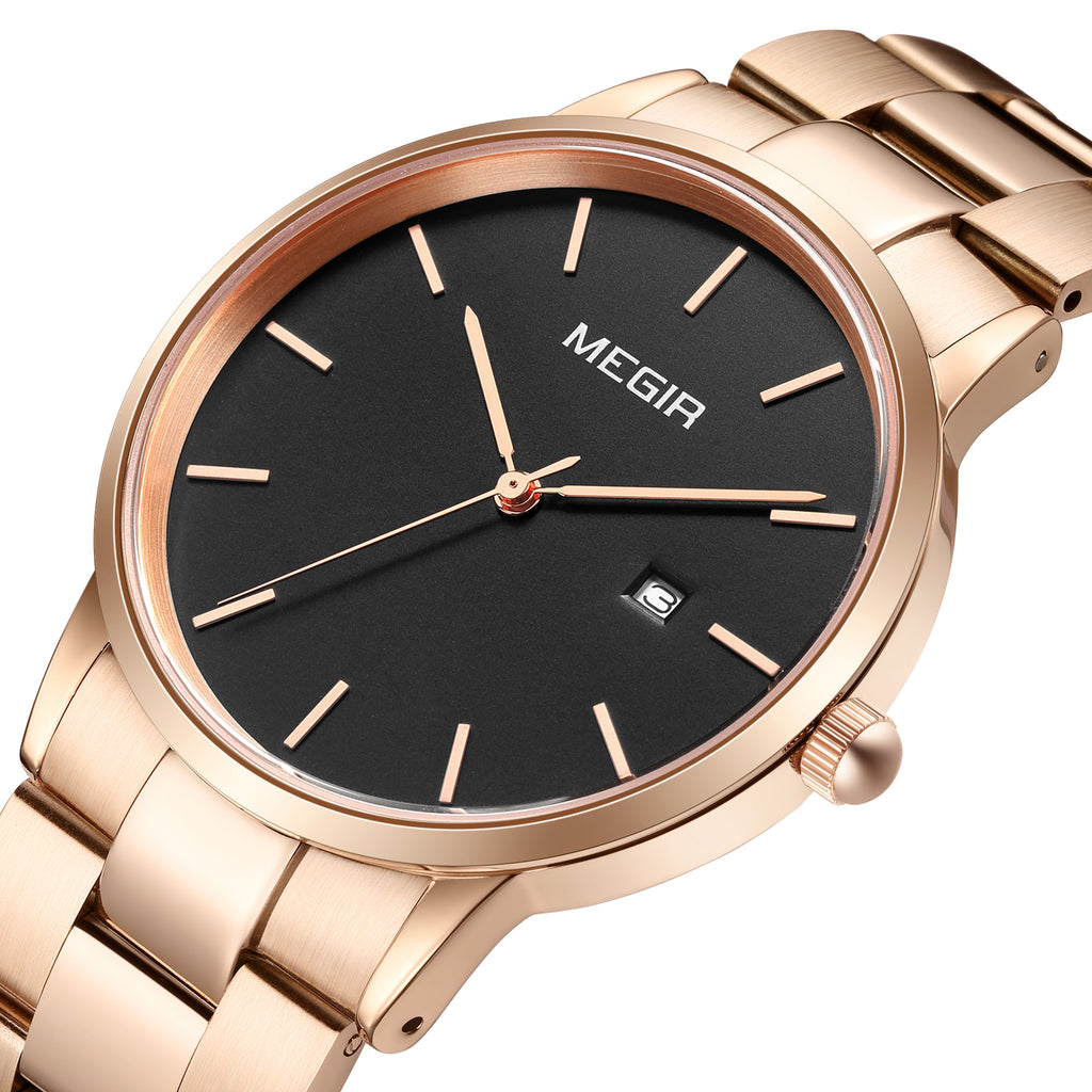 MEGIR Men’s Business Quartz Watch – Steel Band, Waterproof