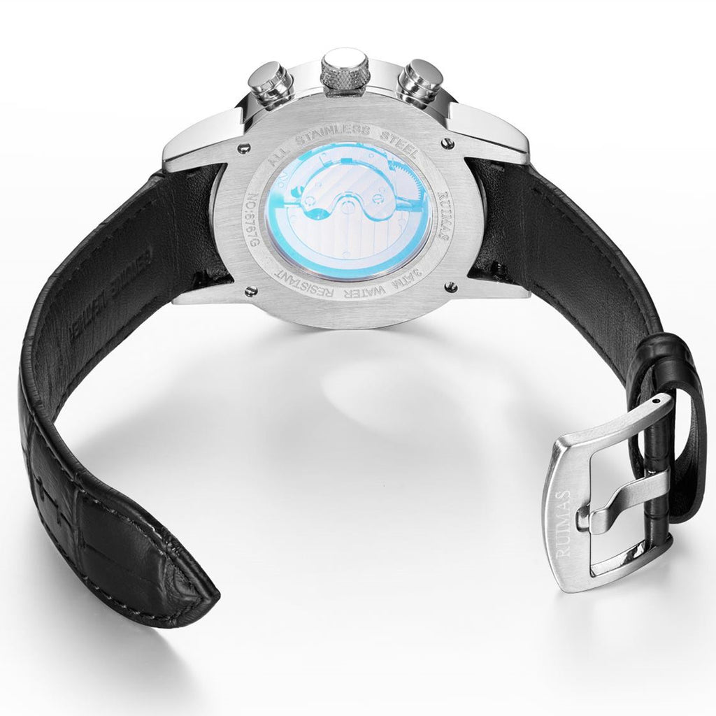 RUIMAS Men’s Mechanical Watch – Leather Strap, Chronograph