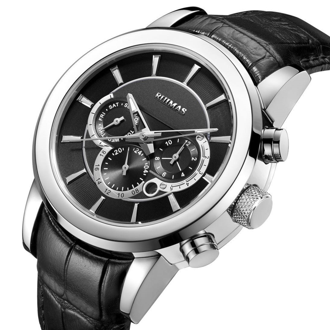 RUIMAS Men’s Mechanical Watch – Leather Strap, Chronograph
