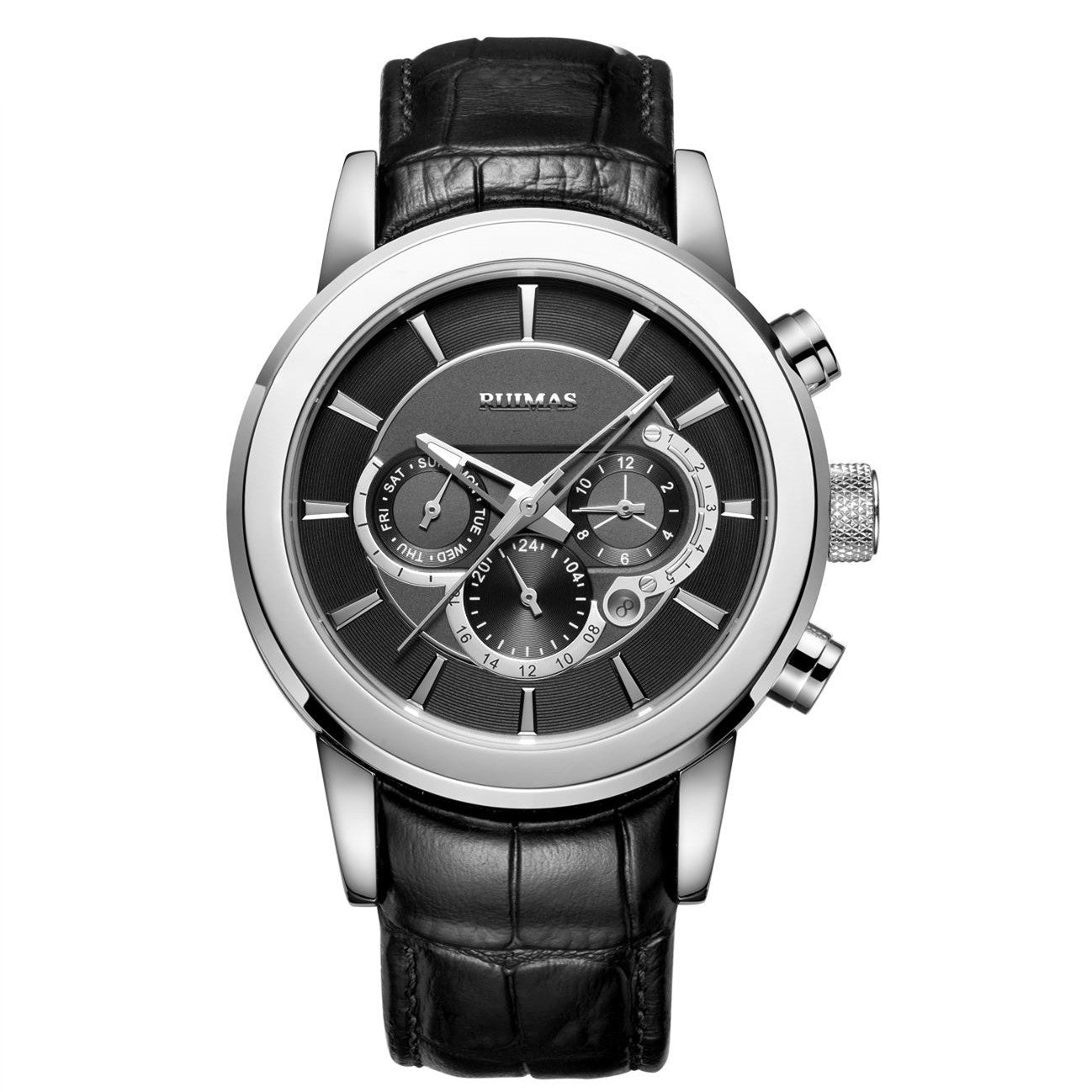 RUIMAS Men’s Mechanical Watch – Leather Strap, Chronograph