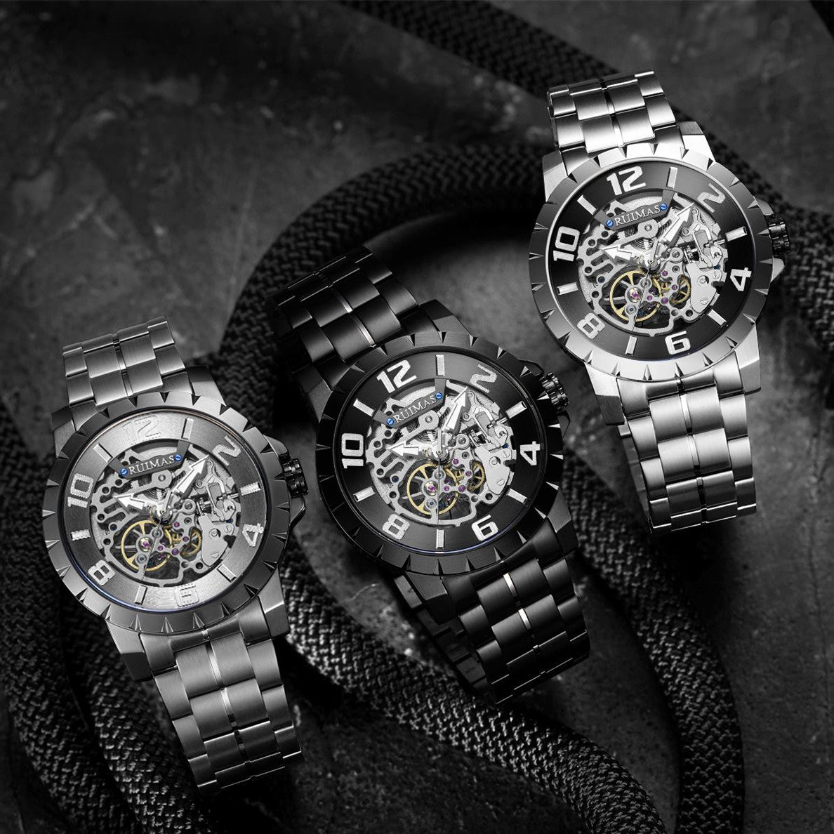 RUIMAS Men’s Automatic Watch – Stainless Steel, 5ATM Waterproof