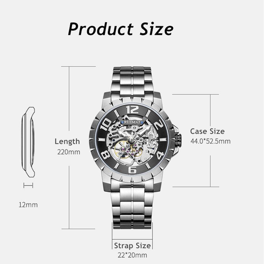 RUIMAS Men’s Automatic Watch – Stainless Steel, 5ATM Waterproof