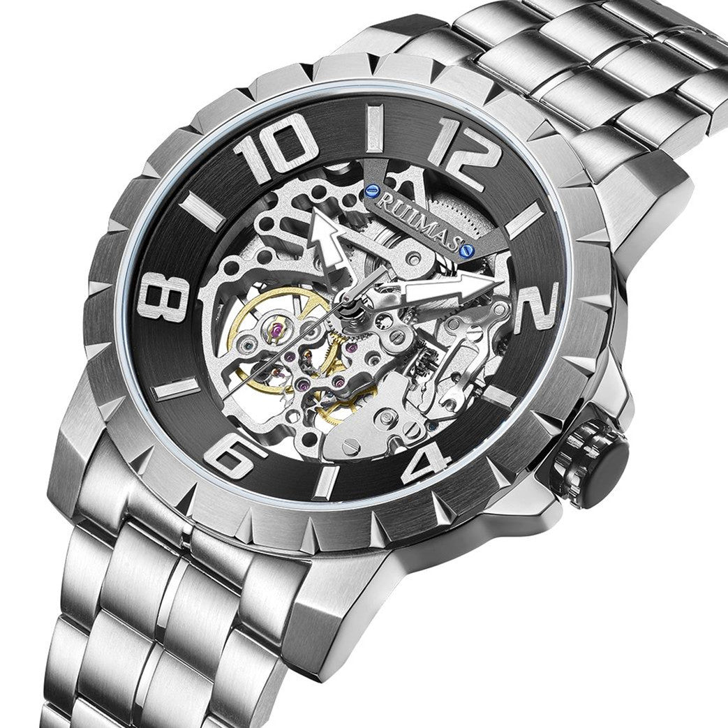 RUIMAS Men’s Automatic Watch – Stainless Steel, 5ATM Waterproof