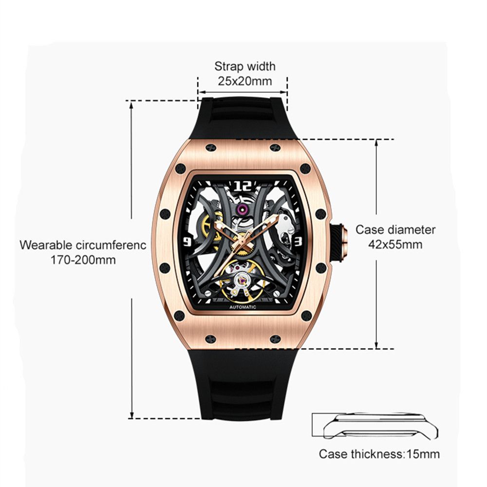 MEGIR Skeleton Men’s Automatic Watch – Luminous, Stainless Steel