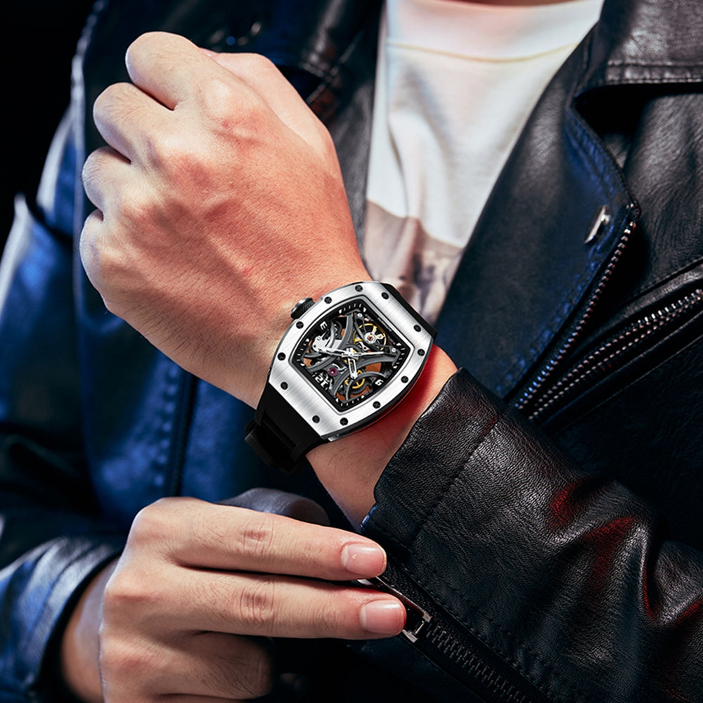 MEGIR Skeleton Men’s Automatic Watch – Luminous, Stainless Steel