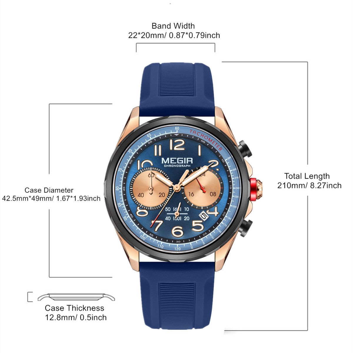 MEGIR Men’s Military Sport Watch – Chronograph, Silicone Strap