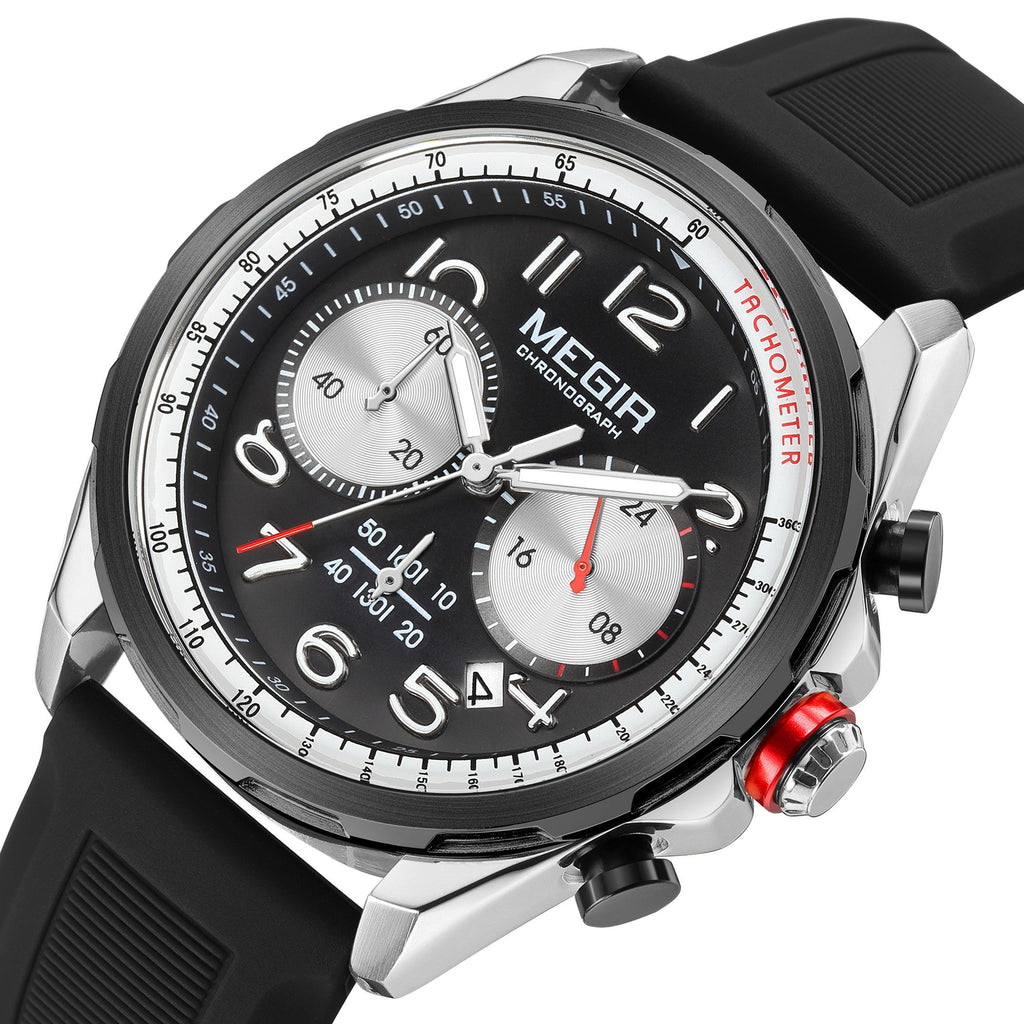 MEGIR Men’s Military Sport Watch – Chronograph, Silicone Strap