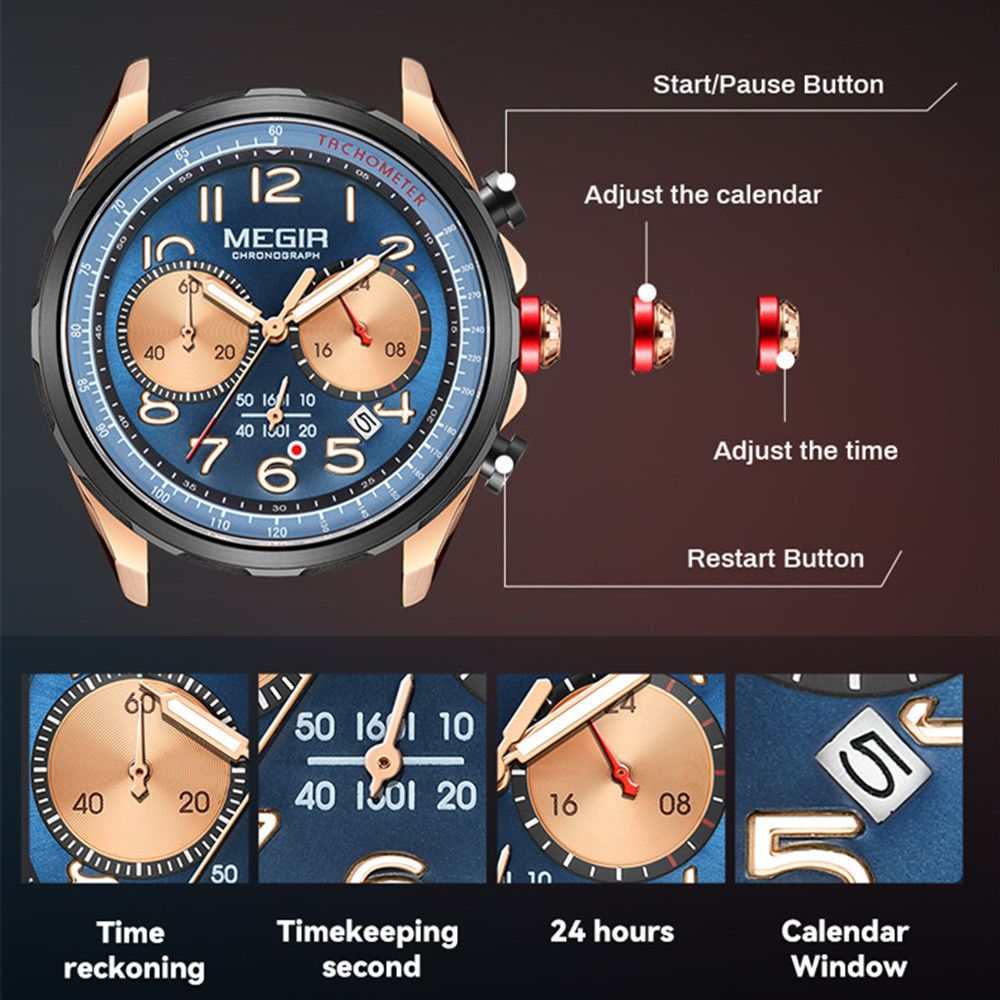 MEGIR Men’s Military Sport Watch – Chronograph, Silicone Strap