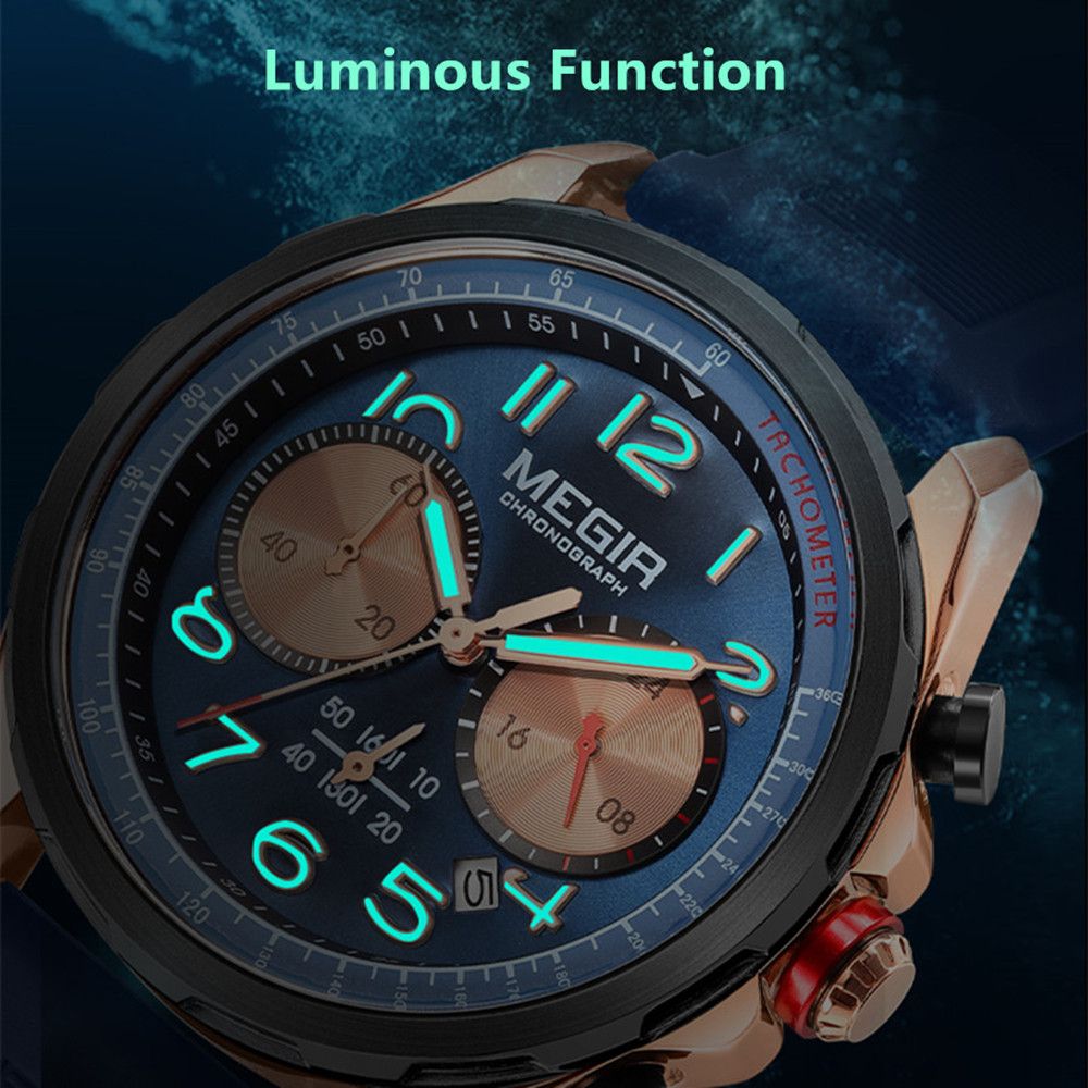 MEGIR Men’s Military Sport Watch – Chronograph, Silicone Strap