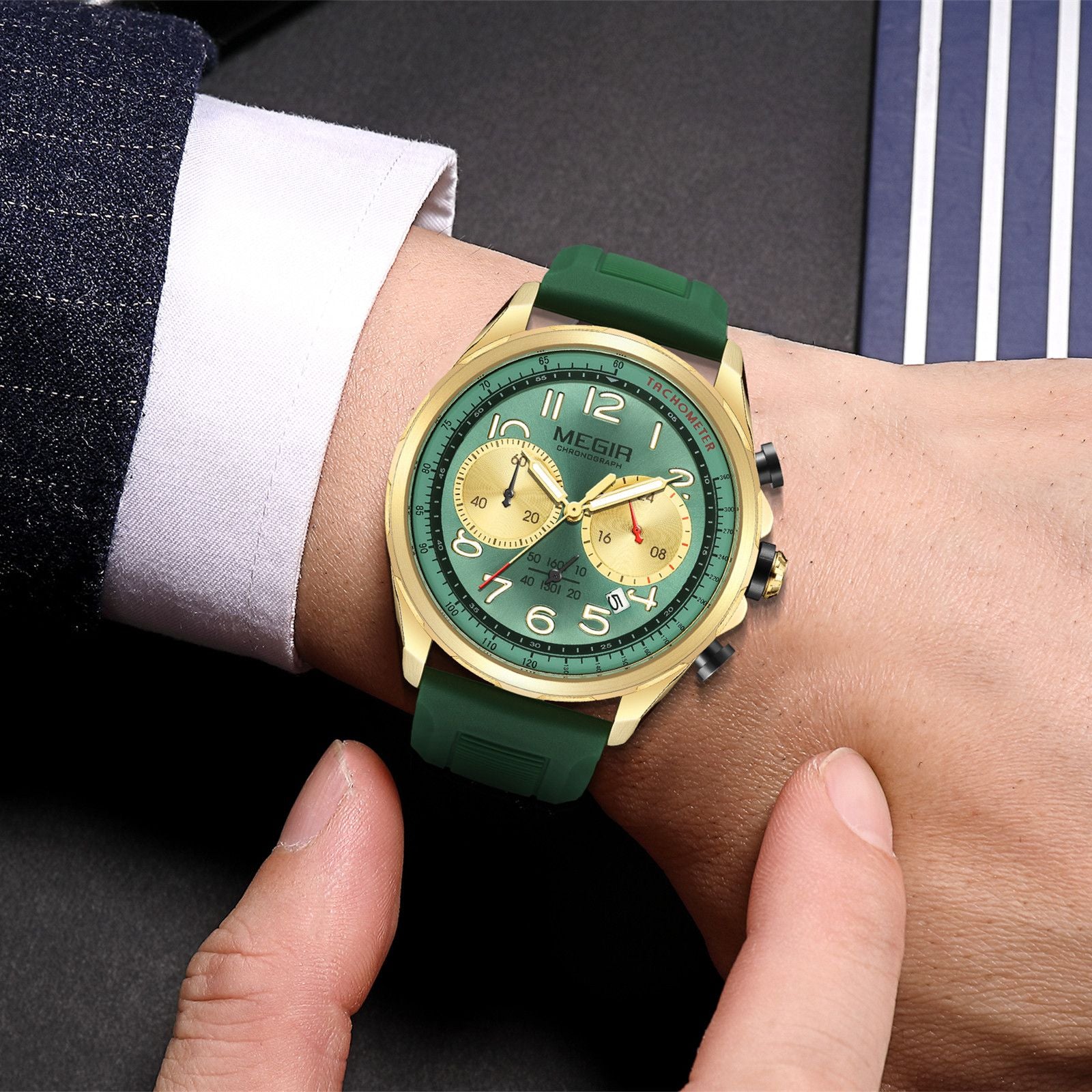 MEGIR Men’s Military Sport Watch – Chronograph, Silicone Strap