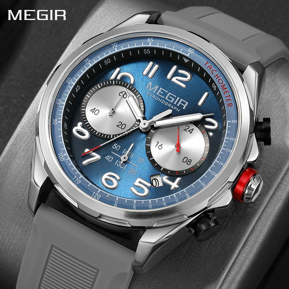 MEGIR Men’s Military Sport Watch – Chronograph, Silicone Strap