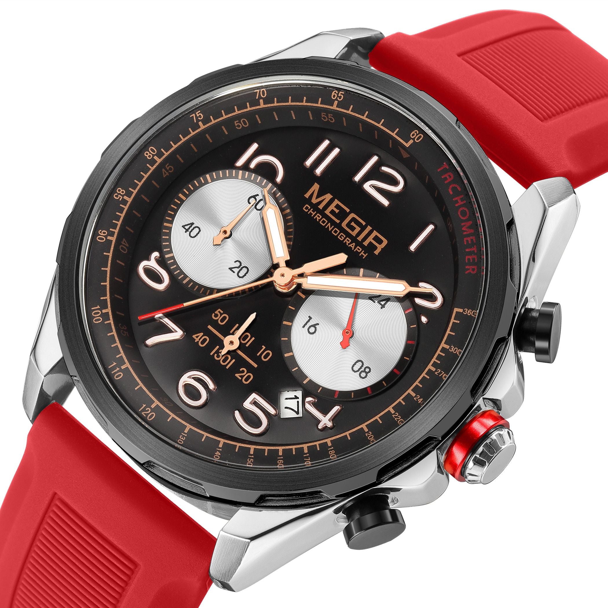 MEGIR Men’s Military Sport Watch – Chronograph, Silicone Strap