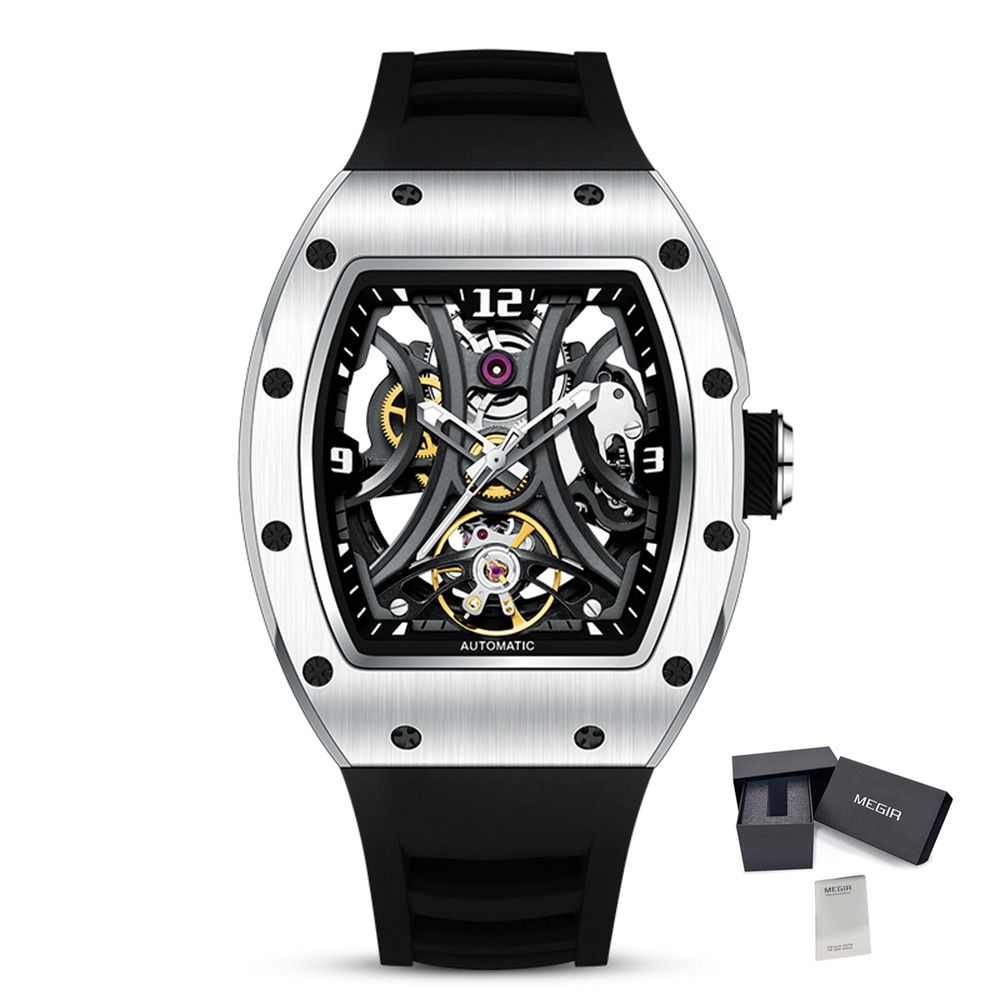 MEGIR Skeleton Men’s Automatic Watch – Luminous, Stainless Steel