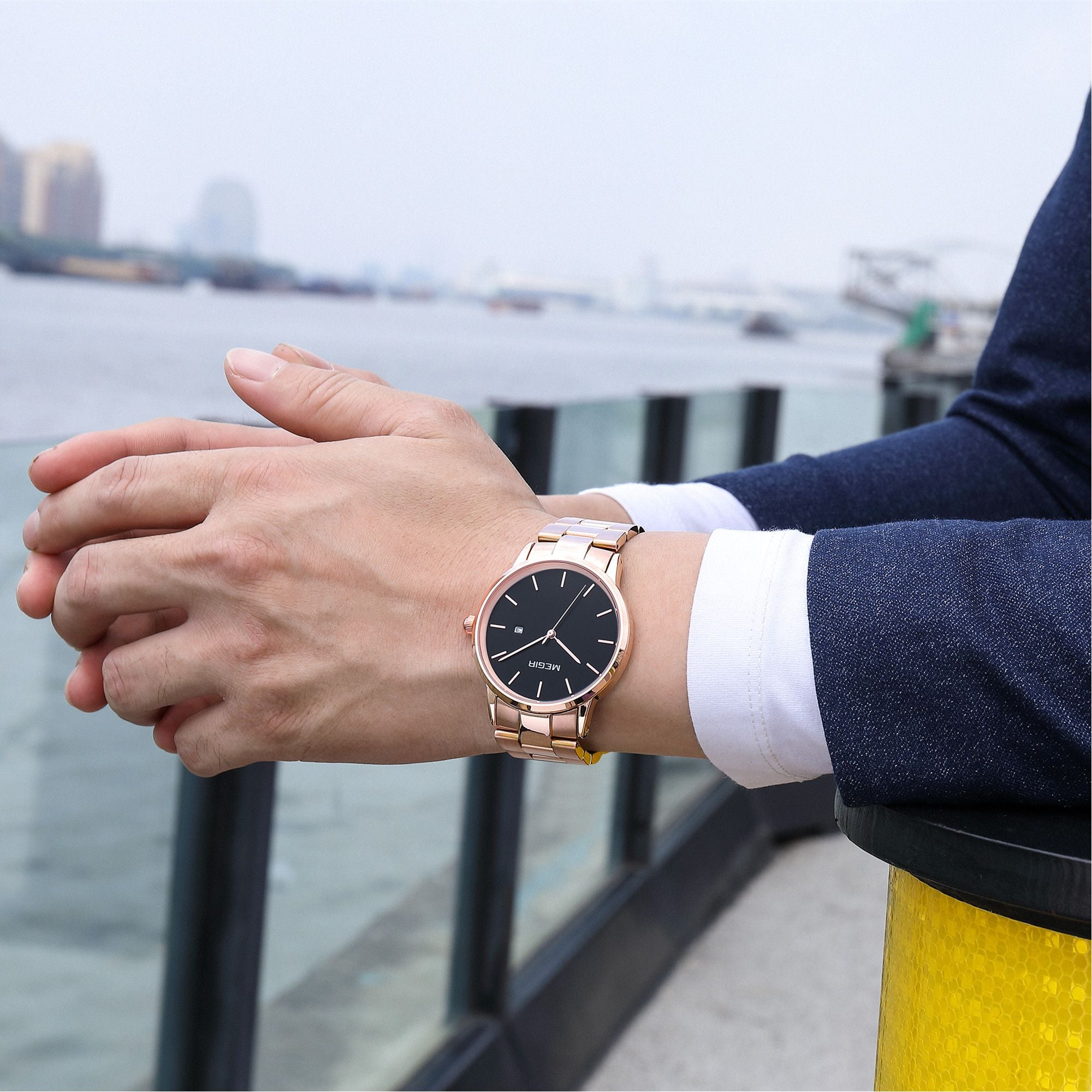 MEGIR Men’s Business Quartz Watch – Steel Band, Waterproof
