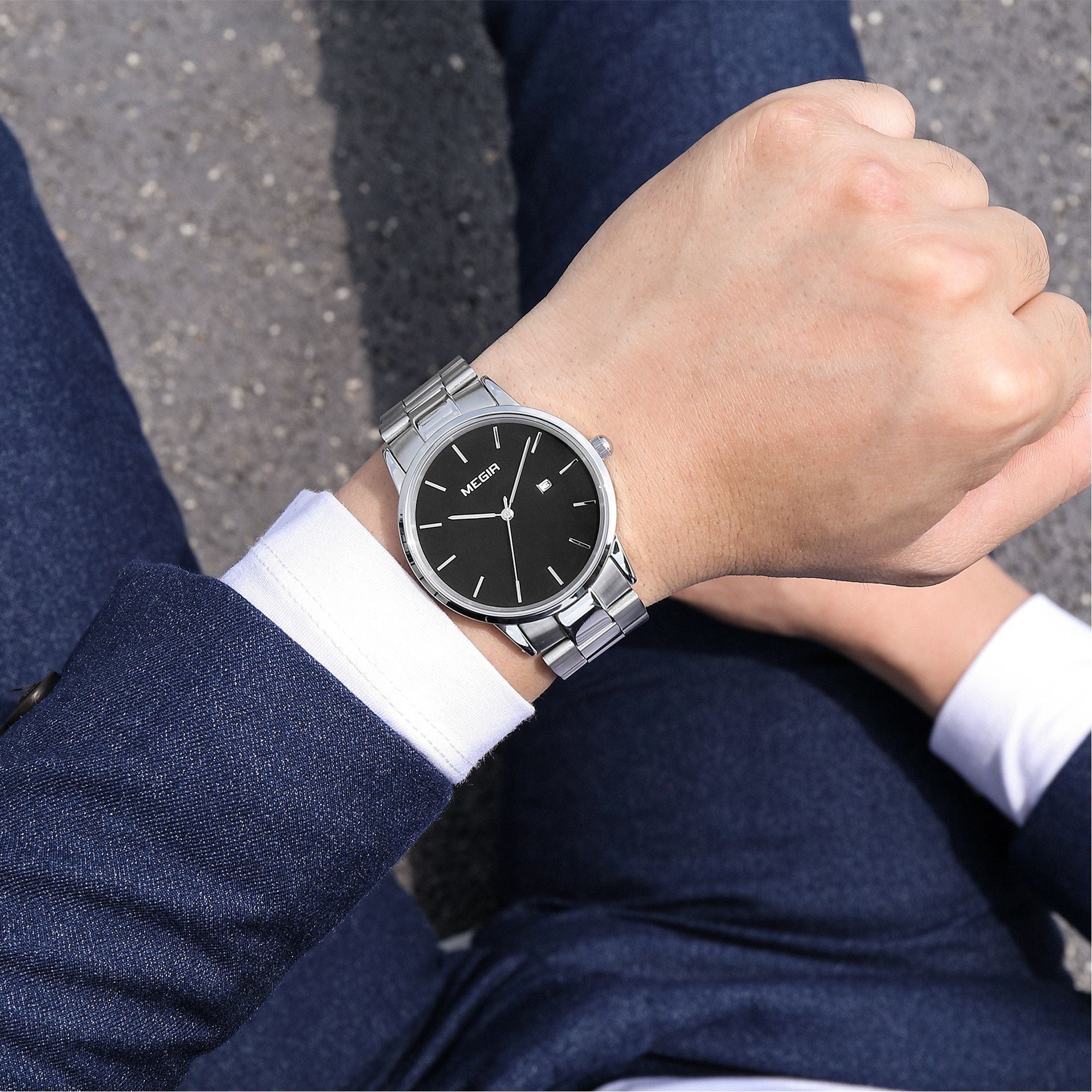 MEGIR Men’s Business Quartz Watch – Steel Band, Waterproof