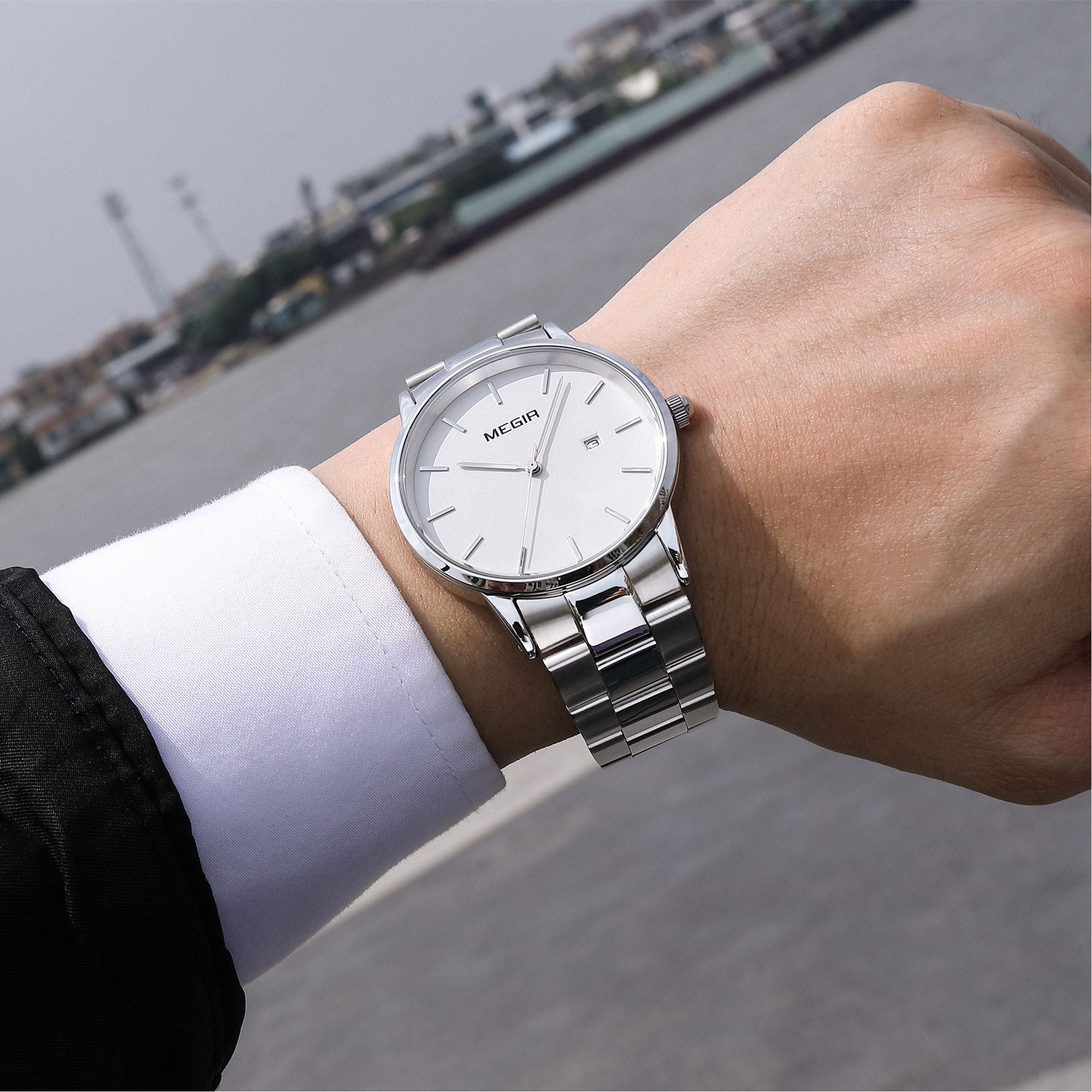 MEGIR Men’s Business Quartz Watch – Steel Band, Waterproof