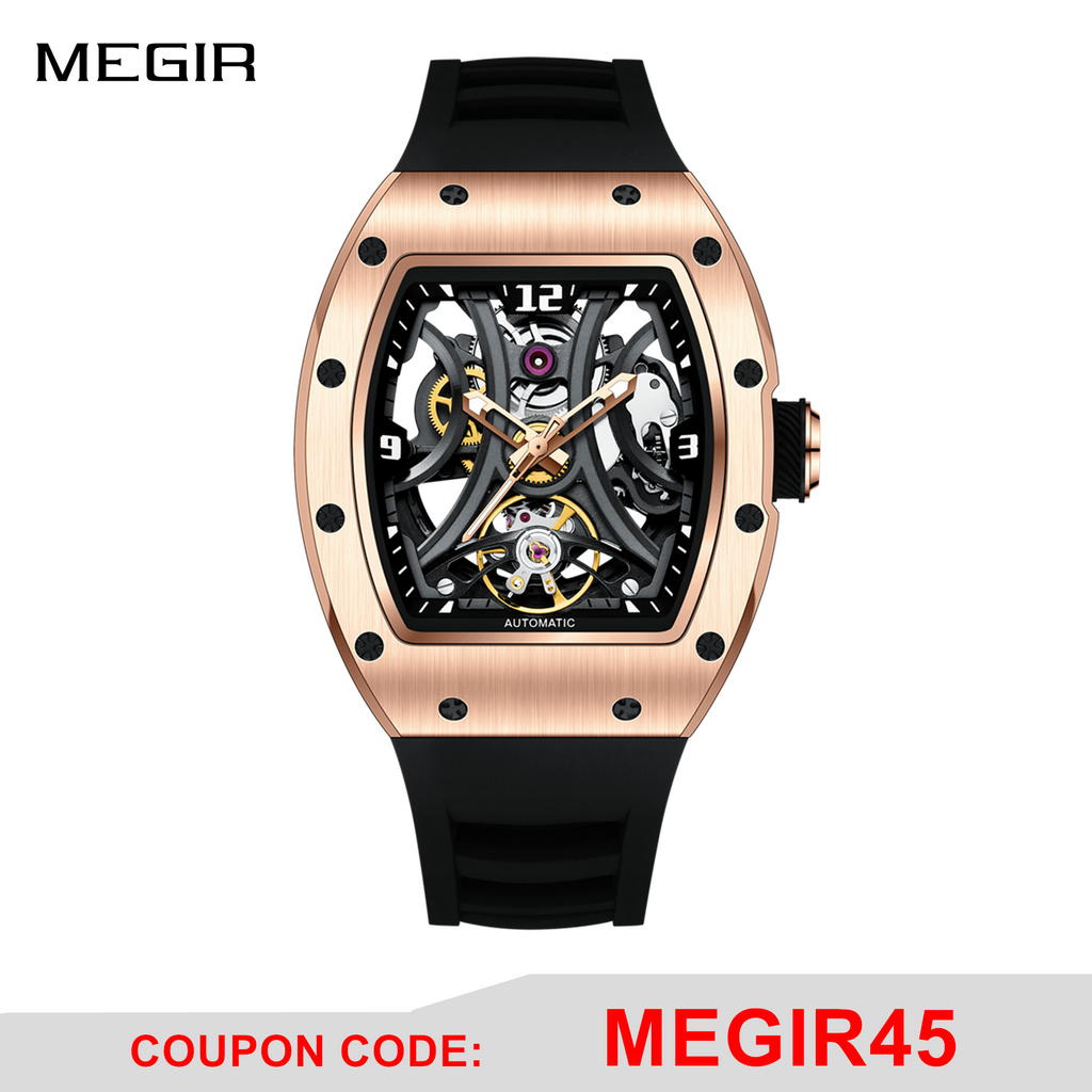 MEGIR Skeleton Men’s Automatic Watch – Luminous, Stainless Steel