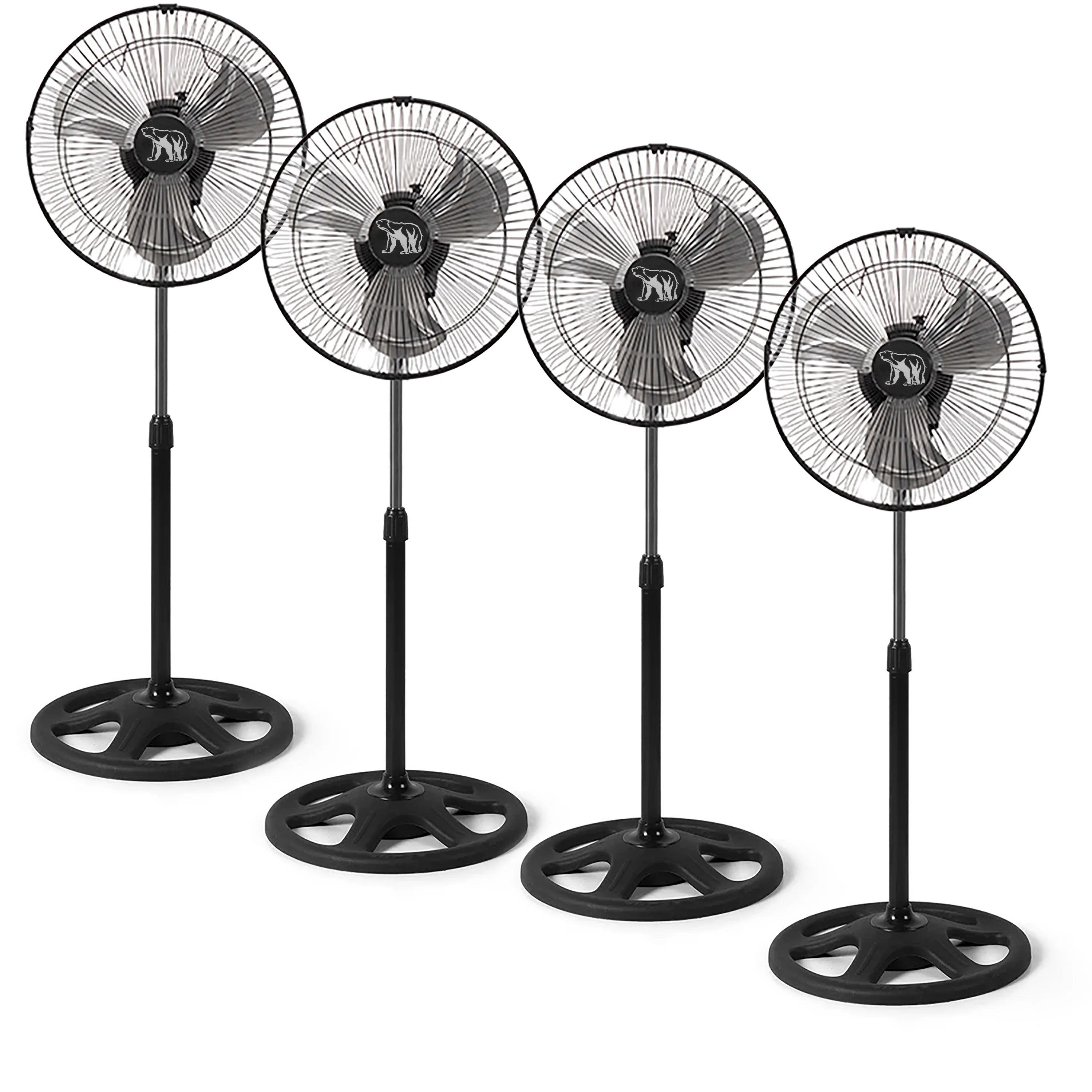 Set of 2 Industrial Standing Fans 80W 3 Speeds 18" Inches 3 Blades Oscillating Base Robust Support 100 to 130 cm High Adjustable to Your Liking Oscillating 120º Oso Spain