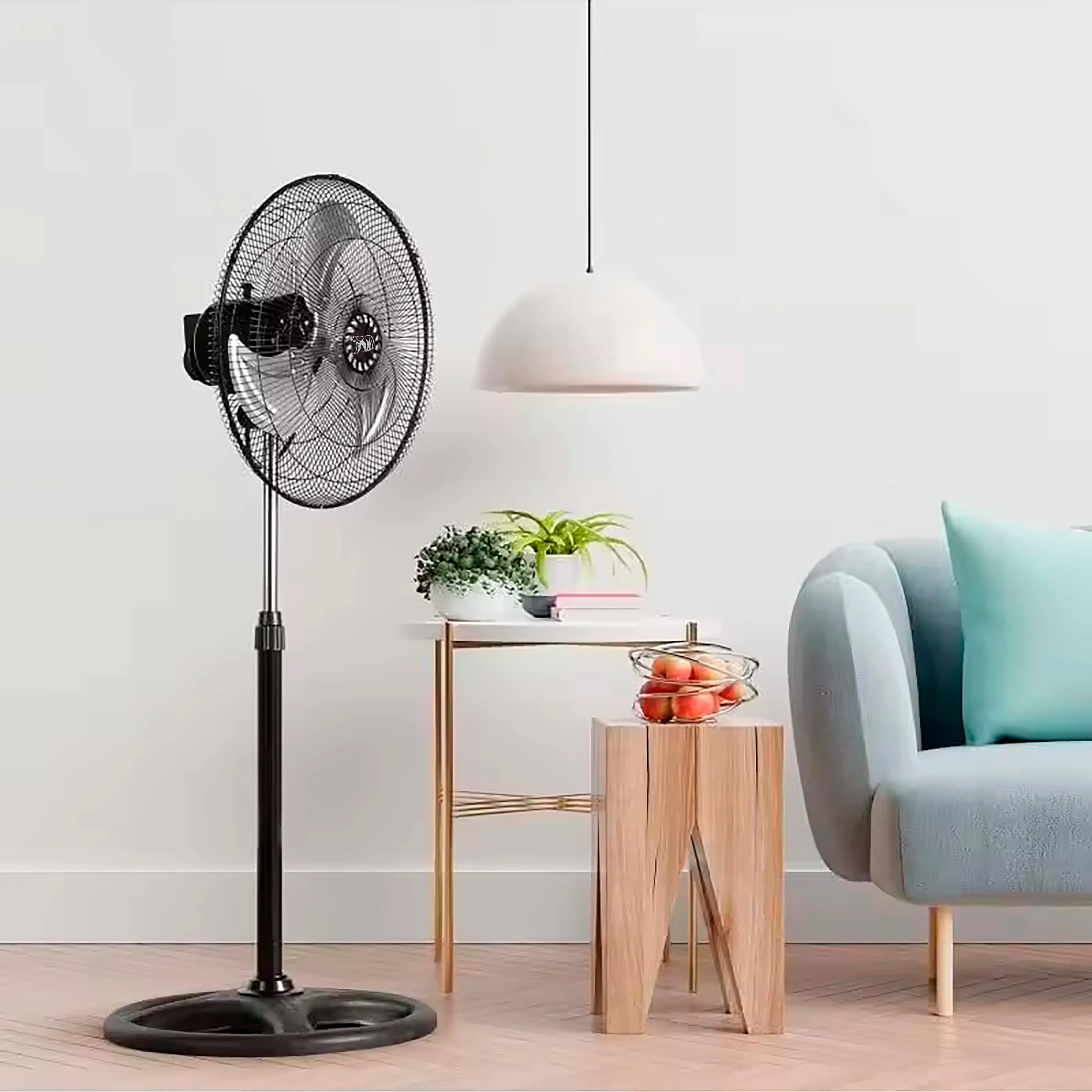 Set of 2 Industrial Standing Fans 80W 3 Speeds 18" Inches 3 Blades Oscillating Base Robust Support 100 to 130 cm High Adjustable to Your Liking Oscillating 120º Oso Spain